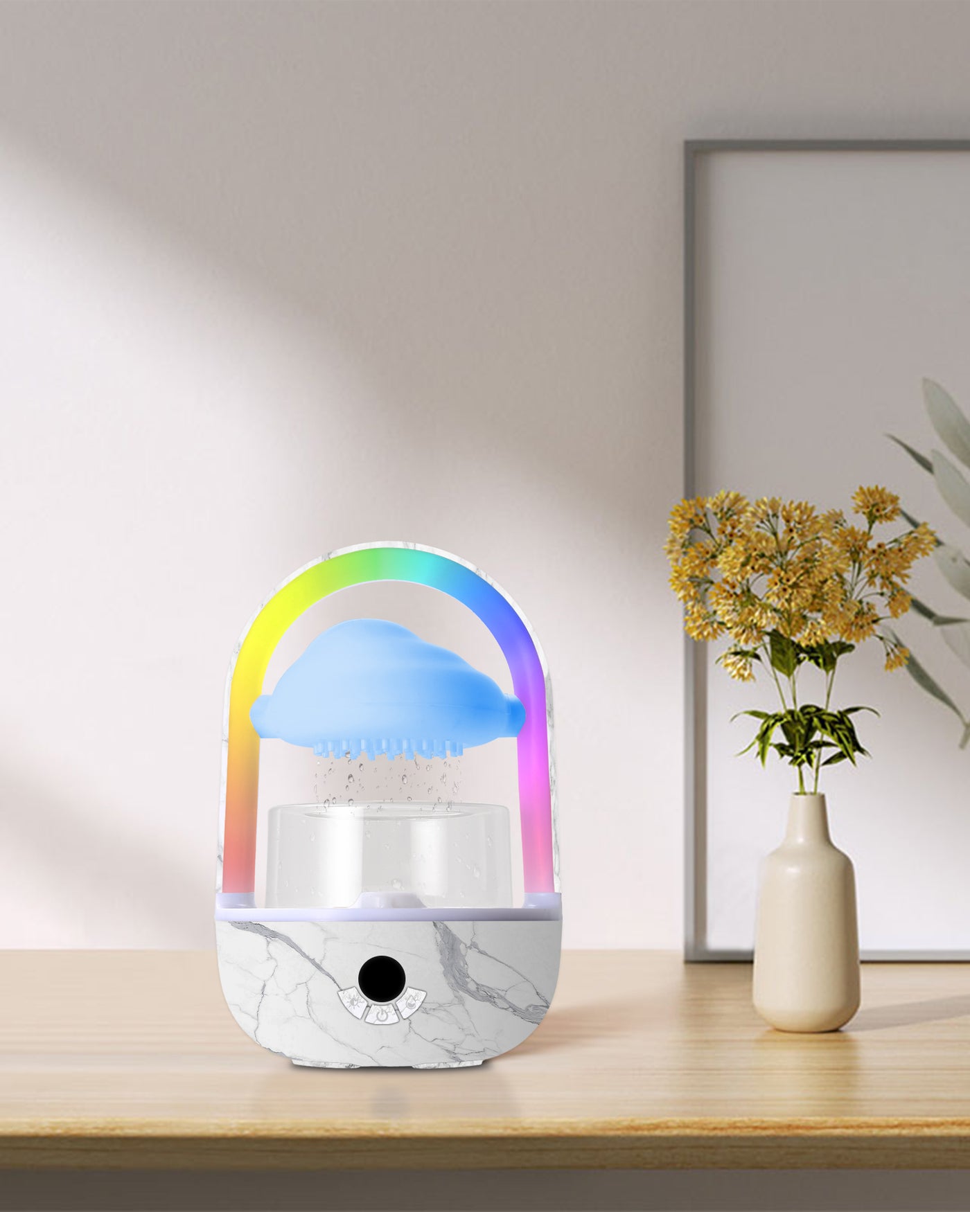 Aromatherapy Essential Oil Diffuser Rainbow Rain Cloud Humidifier Water Drip Mushroom Diffuser with Running Lights Rain Sounds for Sleeping-Aromatherapy Fountain&Night Light (Cloud)