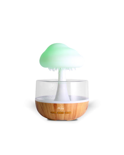 Weljoy Zen Rain Cloud Night Light Aromatherapy Essential Oil Diffuser Micro Humidifier Desk Fountain Bedside Sleeping Relaxation Mood Water Drop Sound White